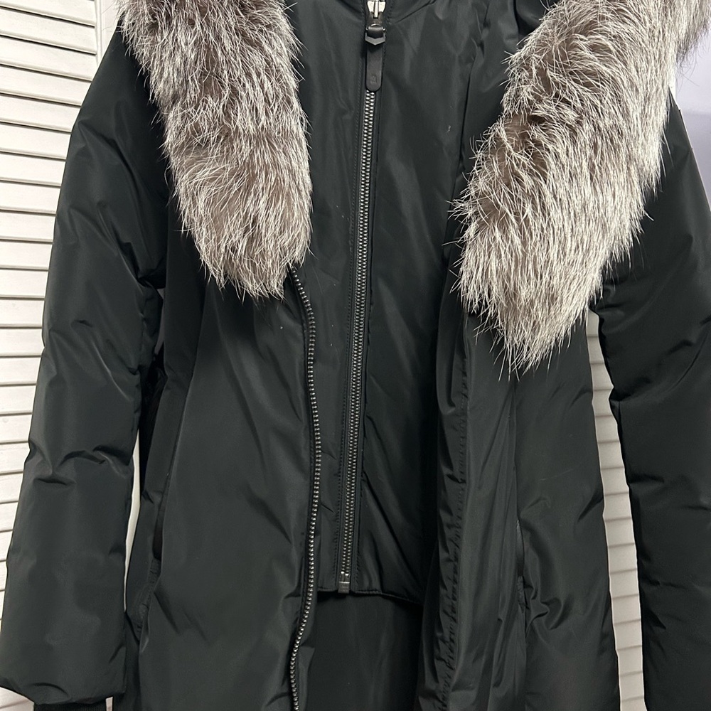 Mackage Women's Black Fox Fur Trim Jacket